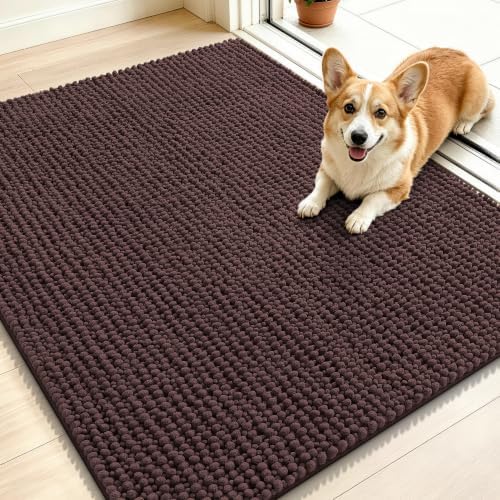 Smiry Dog Door Mat for Muddy Paws 40x32, Ultra Absorbent Chenille Doormat by Smiry