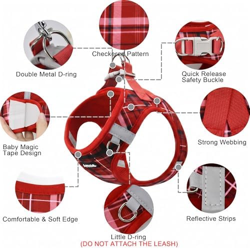 AIITLE Step in Dog Harness and Leash Set Plaid Adjustable - Image 2