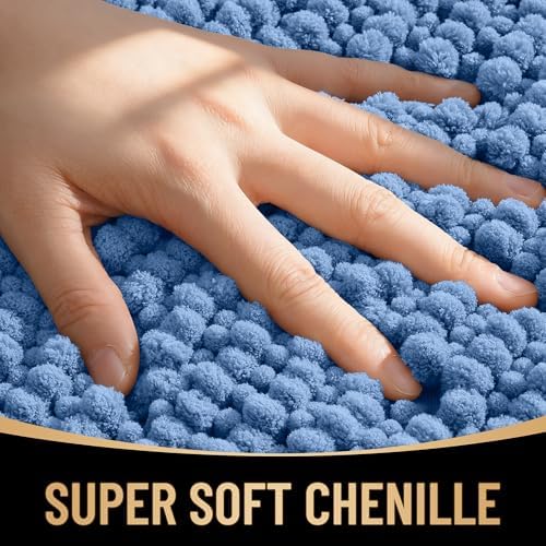 OLANLY Thick Chenille Bathroom Runner Rugs Mats 70x24, Cornflower Blue - Image 2