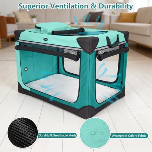 Ownpets Collapsible Dog Crate, 42 inch Portable Travel Dog Crate - Image 5