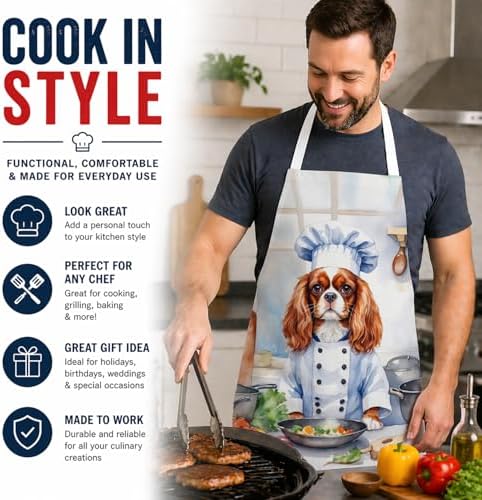 Caroline's Treasures Cavalier Spaniel The Chef Apron Cooking Kitchen Server - Image 2
