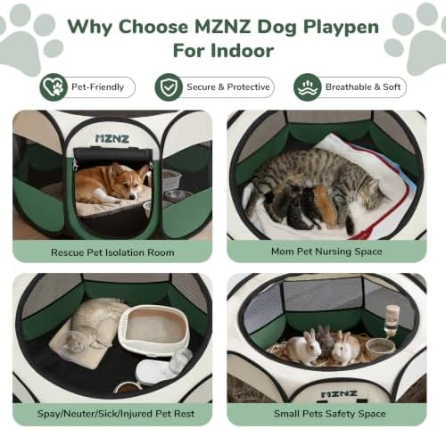 Dog Cat Small Animal Puppy Playpen Crate, Dark Green - Image 3