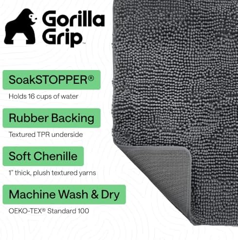 GORILLA GRIP SoakSTOPPER Dog Door Mat, Machine Wash and Dry, 36x24 Charcoal - Image 3