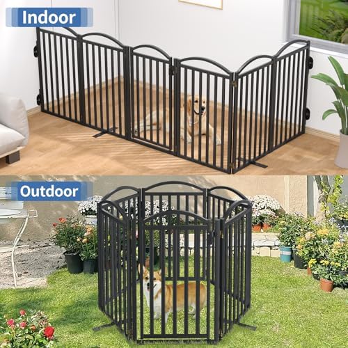 Malier Metal Freestanding Dog Gates, Outdoor Indoor Dog Fences, Extra Wide - Image 5