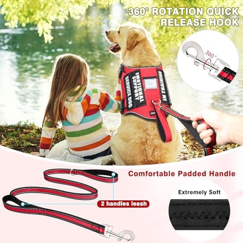 Service Dog Vest Harness and Leash Set+10 Patches, No Pull&Adjustable - Image 2