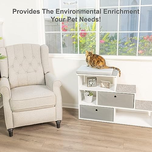 PetFusion Pet Step Window Perch Bookshelf w/ Storage Baskets 28” Tall Dog and - Image 2