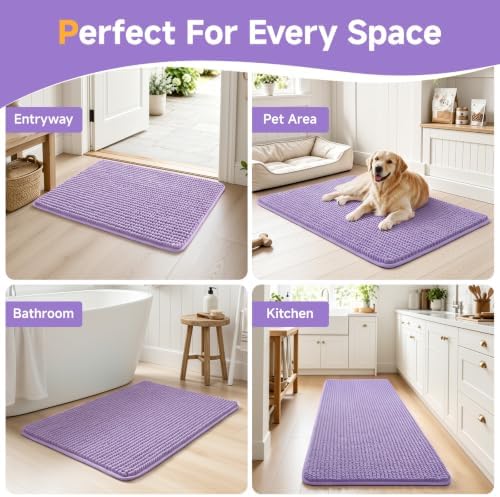 Ophanie Purple Bathroom Rugs 24x17, Soft Chenille Bath Mat, Non Slip Absorbent - Image 7