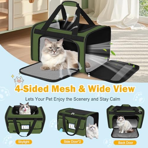 HUANLANG Large Cat Carrier Soft Sided Travel Pet Carrier Airline Approved - Image 7
