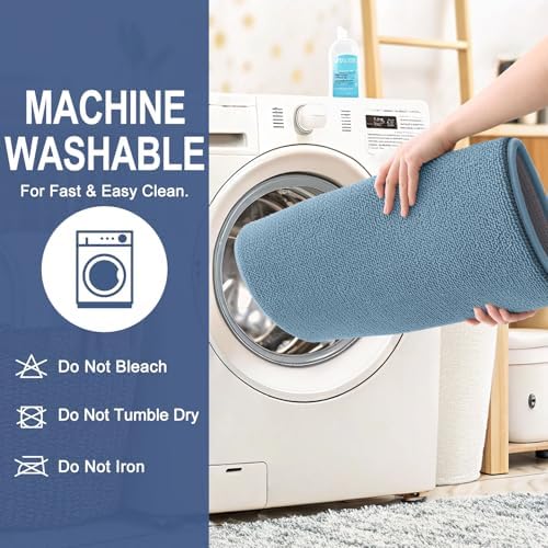 OLANLY Memory Foam Large Bathroom Rugs 59x35, Absorbent Bath Mat, Airy Blue - Image 6