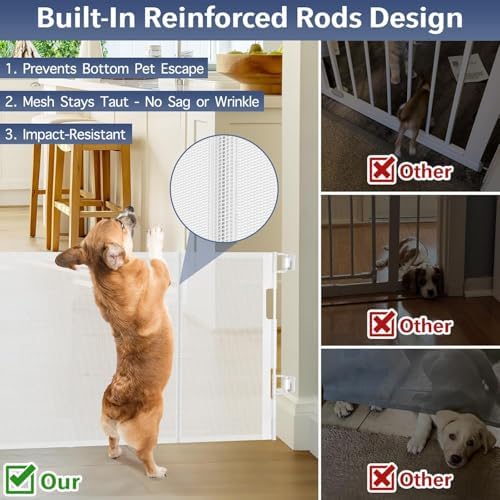 Reinforced 18" Tall 55" Wide Retractable Gate Prevents Crawling Under/White - Image 3