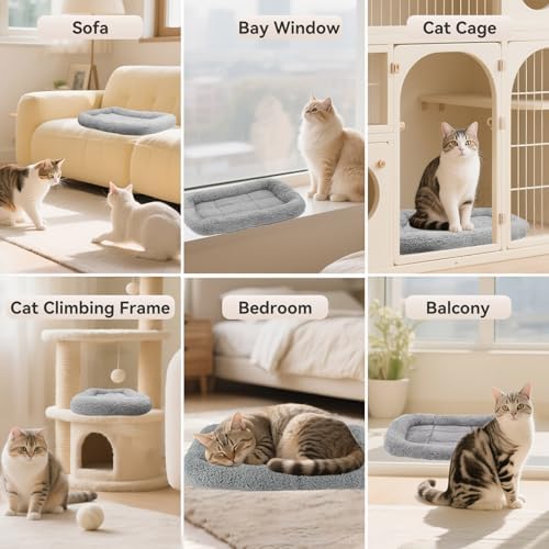 Small Cat Bed Mat Plush Pet Cushion, Puppy Curl Sleep Self Warming Mat - Image 5