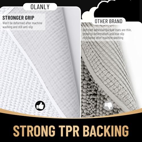 OLANLY Thick Chenille Bathroom Runner Rugs 47x17, Absorbent Bath Mat - Image 5