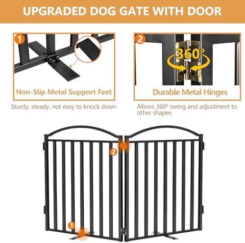 Malier Metal Freestanding Dog Gates, Outdoor Indoor Dog Fences, Extra Wide - Image 4
