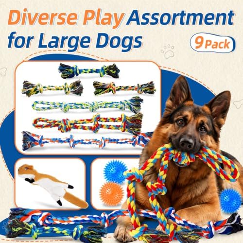Forfon 9 Pack Dog Rope Toy Set for Large Dogs, Tough Dog Chew Toys for - Image 2