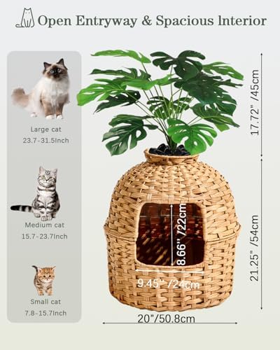 SETVSON Cat Litter Box Enclosure Plant, PE Rattan Kitty House - Image 5