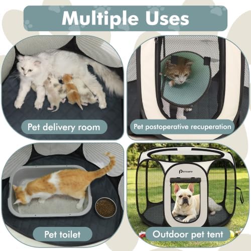 Dog Cat Pet Playpen Puppy Crate Cage Indoor Outdoor(White - Image 2