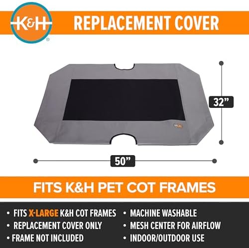 K&H Outdoor Elevated Dog Bed Pet Cot Replacement Cover, XL 50x32in - Image 2