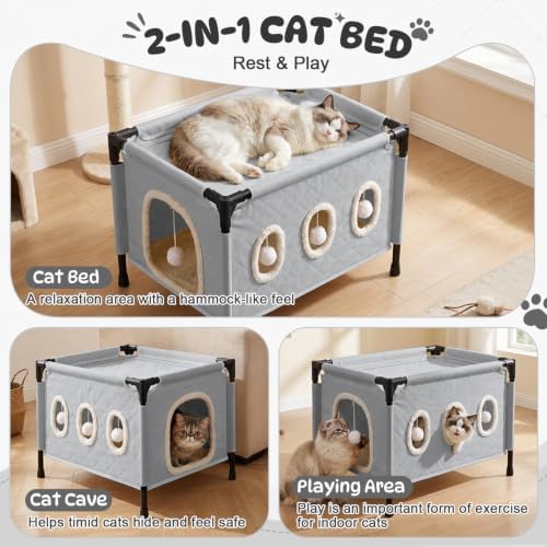 SlowTon Cat Houses for Indoor Cats, Covered Cat Bed Cave Hideaway - Image 2