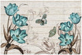 Giwawa Teal Floral Bath Rug Butterfly Flower Bath Carpet Soft Bathroom Plush by Giwawa
