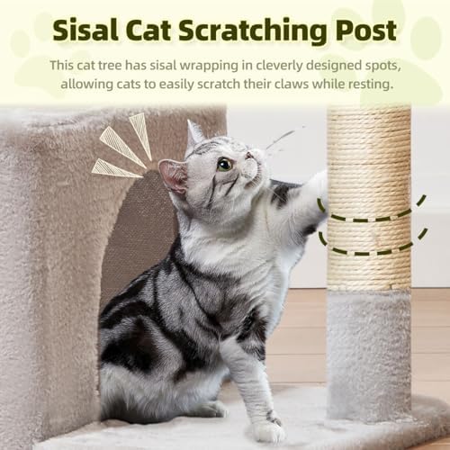 Taoqimiao 32.2in Cat Tree with Toy, Small Cat Tower - Image 3