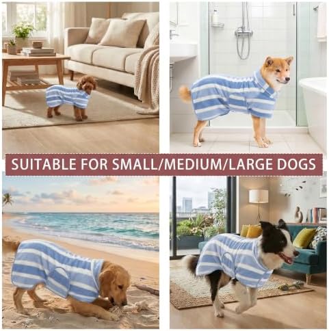 Fast‑Drying Dog Bathrobe, Absorbent Striped Pet Towel - Image 5