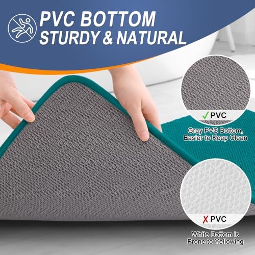 OLANLY Memory Foam Small Bathroom Rugs 24x16, Absorbent Bath Mat, Deep Lake - Image 4