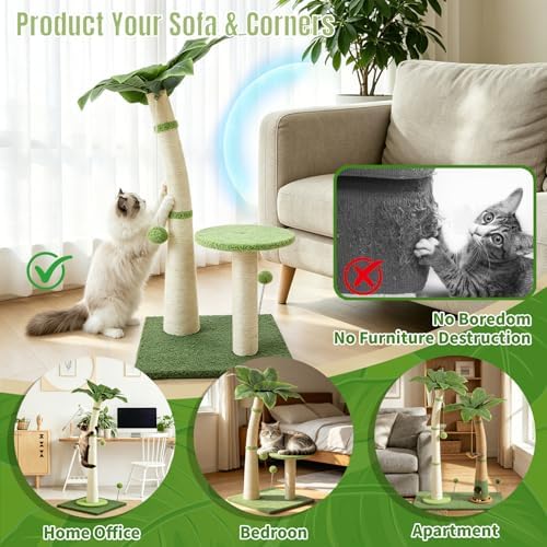 29.5-42.5" Cat Scratching Post, 2-in-1 Assembly, Adjustable Height - Image 4