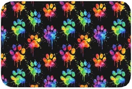 Watercolor Dog Paws Bath Mat 24x16 Inch Non-Slip Soft Microfiber Bathroom Rugs by Unknown