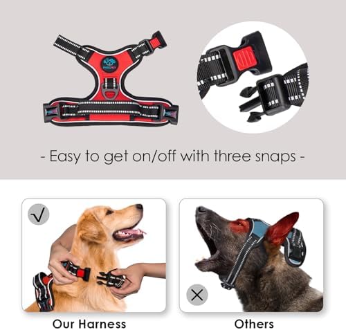 PHOEPET Reflective Dog Harness Large Breed Adjustable No Pull Vest - Image 3