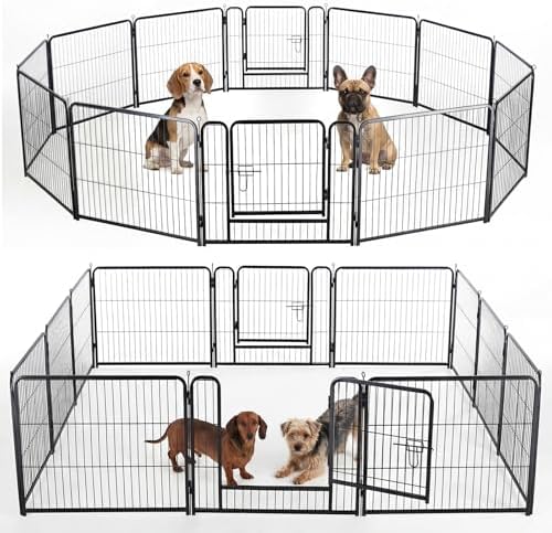 DUMOS Dog Playpen 24 Inch 12 Panels Indoor Outdoor Metal Pet Fence by DumosLifestyle