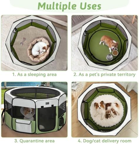 PETSFIT Portable Dog Playpen 36", Removable Waterproof Mat, Zippered Roof - Image 6