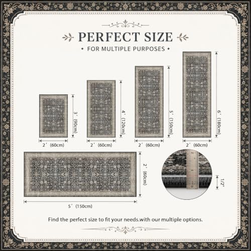 Floral Entryway Runner Rug 2x4 for Kitchen Bathroom - Image 2
