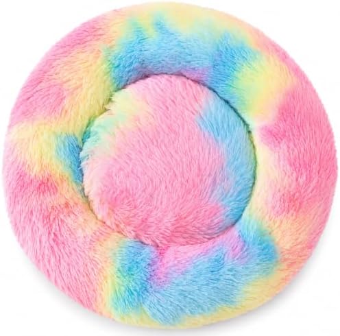 Cat Bed for Indoor Cats, Donut Washable Bed for Kittens, Small Dogs Rainbow by Unknown