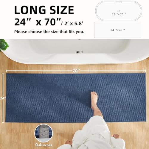 TYUU Bathroom Runner Rugs, Long Bath Mat Runner Washable Thin Quick Dry Low - Image 3