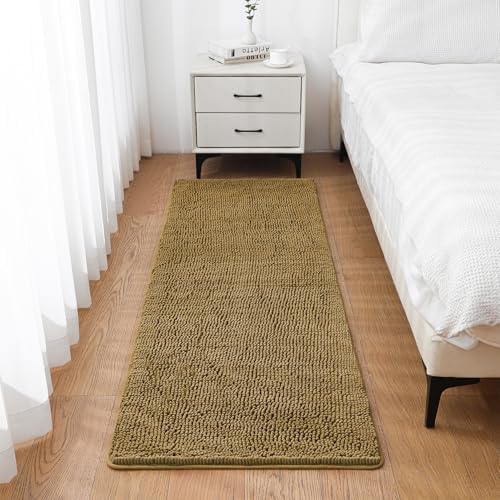 Chenille Bathroom Runner Rug 24"x72" Tan, Plush Bath Mat - Image 7
