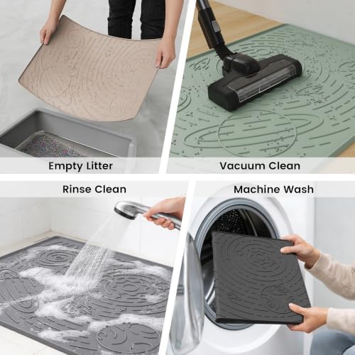 OHMO Cat Mat for Litter Box, Large 31.5x23.6 Semi Transparent, High Edge - Image 5