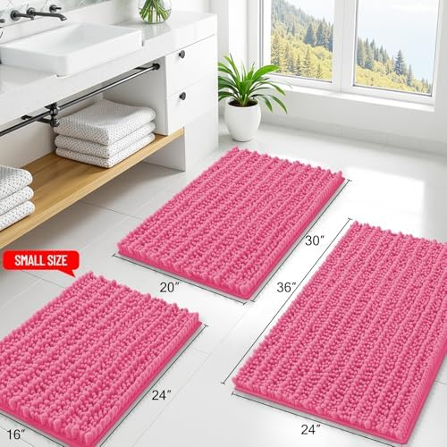 Smiry Bathroom Rugs 59X24, Extra Soft Rubber Backing Chenille Bath Mats - Image 2