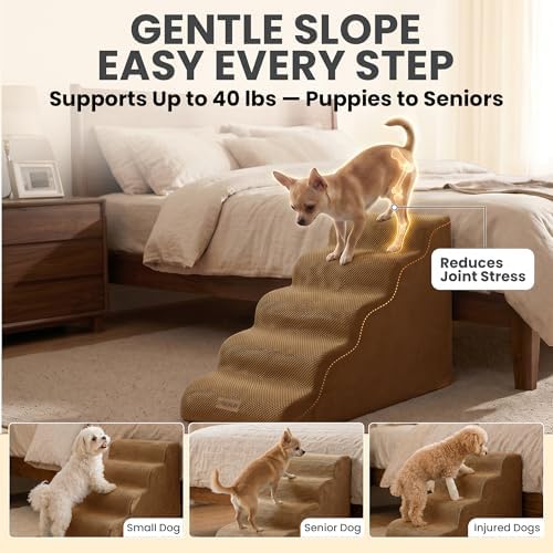 Miorun Dog Stairs for High Beds, 24.5" Foam Pet Ramp Step for Small Dogs - Image 3