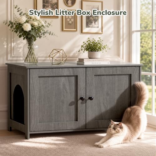 Extra Large Hidden Cat Litter Box Enclosure Furniture, Dog Proof Kitty Washroom - Image 7