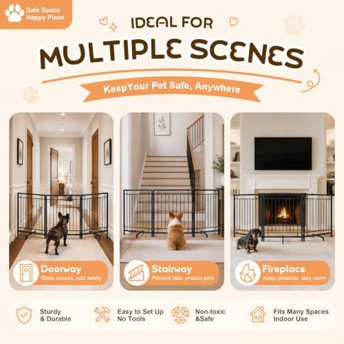 Freestanding Dog Fence Indoor, 3-Panel Foldable Dog Gate - Image 2