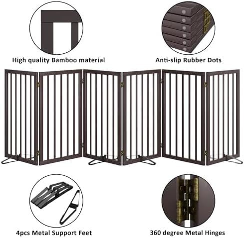 Dog Gate for Doorways 32" Tall Freestanding Dog Gate for Stair Foldable Pet - Image 5
