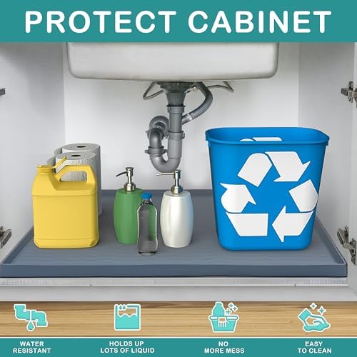 URMONA Waterproof Silicone Under Sink Mat, 28 x 22 in, Flexible Shelf Liner - Image 2