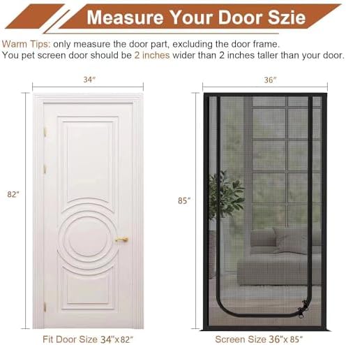 Dixutzi Reinforced Cat Screen Door Fits Door Size 34''x 82'', Heavy Duty Pets - Image 4