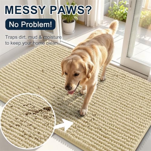 Smiry Dog Door Mat for Muddy Paws 40x32, Ultra Absorbent Chenille Doormat - Image 5