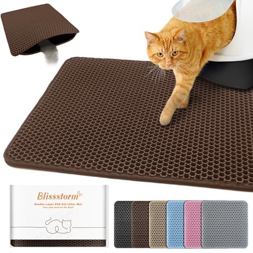 Cat Litter Mat 24"x35", Double Layer EVA litterbox Mat by BLISSSTORM