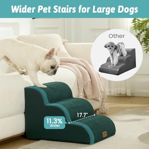 COZY KISS Wide Dog Stairs for Small Dog 15.7" H, 3 Step Pet Ramp for Couch - Image 2