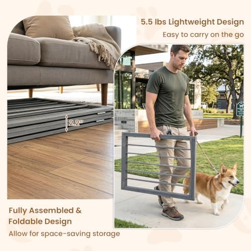 Giantex 4-Panel Freestanding Foldable Dog Gate - Image 4