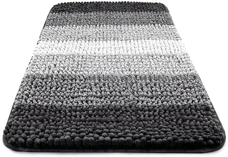 Ophanie Grey color-block Bathroom Rugs 30x20, Soft Chenille Bath Mat, Non Slip by Ophanie