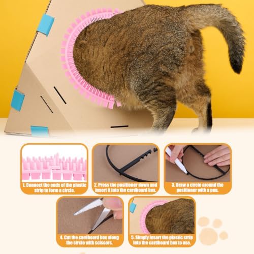 Cat Self Groomer Arch for Cardboard Boxes, DIY Tunnel Self-Grooming Brush Hole - Image 5