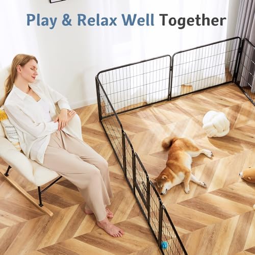 DUMOS Dog Playpen 24 Inch 12 Panels Indoor Outdoor Metal Pet Fence - Image 3